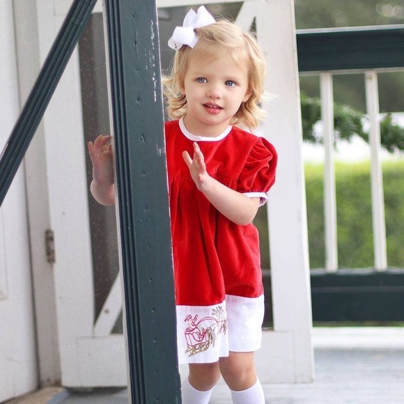 Christian Elizabeth & Co. Red Velvet Embroidered Christmas Dress 3 Months - Picture 2 of 6